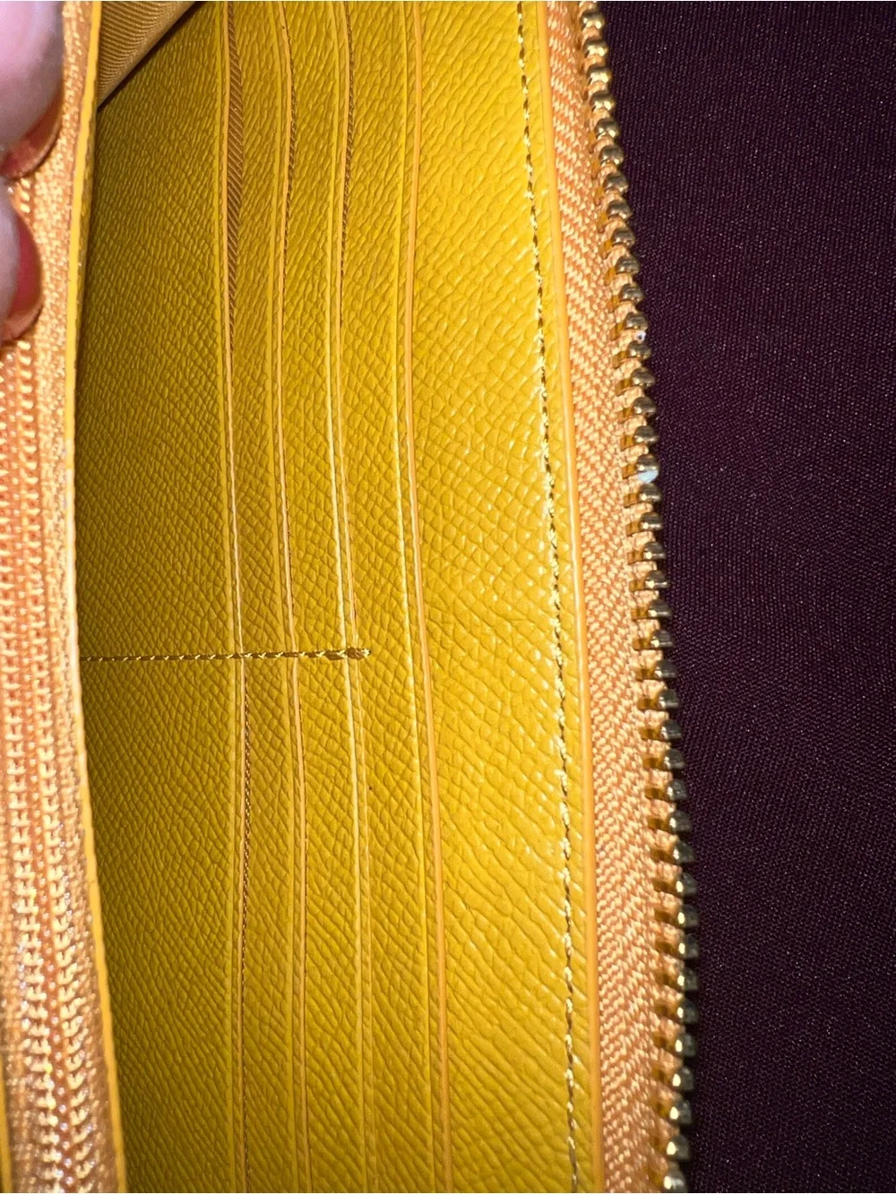COACH mustard Leather Zip Wallet - Card Pocket
